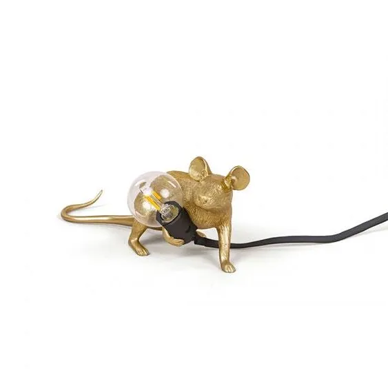 Seletti Mouse Lop Lying Down Lampada da Tavolo Oro