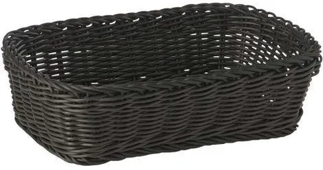 Cestino per il pane, rettangolare, intreccio di plastica nera, 31x21xH9 cm
