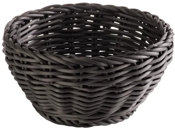 Cestino per il pane, rotondo, intreccio di plastica nera, Ø16xH8 cm