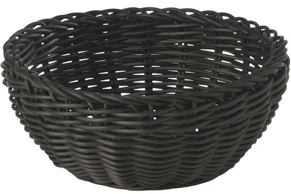 Cestino per il pane, rotondo, intreccio di plastica nera, Ø20xH8 cm