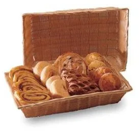 Cestino per il pane, rettangolare, intreccio di plastica marrone chiaro, 41x28x8 cm