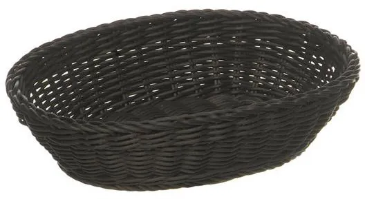 Cestino per il pane, ovale, intreccio di plastica nera, 25x19xH6,5 cm