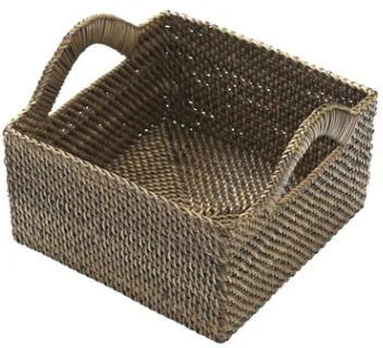 Cestino per il pane Bastian, quadrato, intreccio chiaro/scuro, 18x18xH9,5 cm