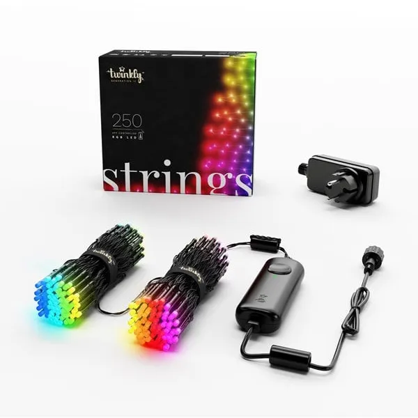 Twinkly Strings - 250 LED RGB controllati da app. 20 metri. Filo nero.