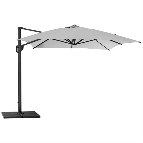 Cane-Line Hyde Luxe parasole con base inclusa - 3x4 m - Alluminio con telo grigio chiaro