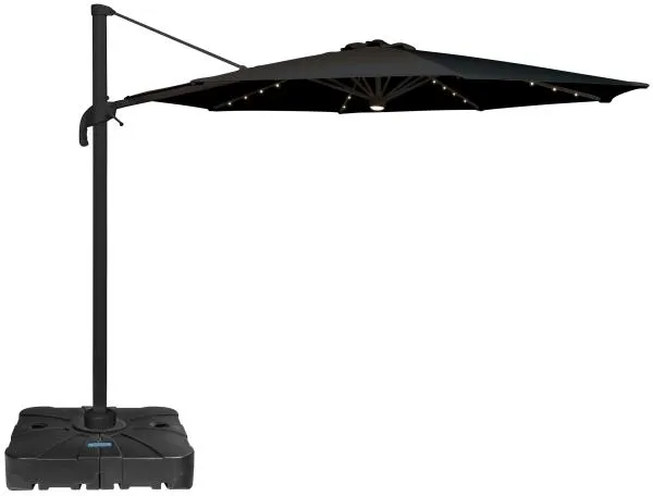 Ombrellone Roma 360-rotazione LED nero 3m