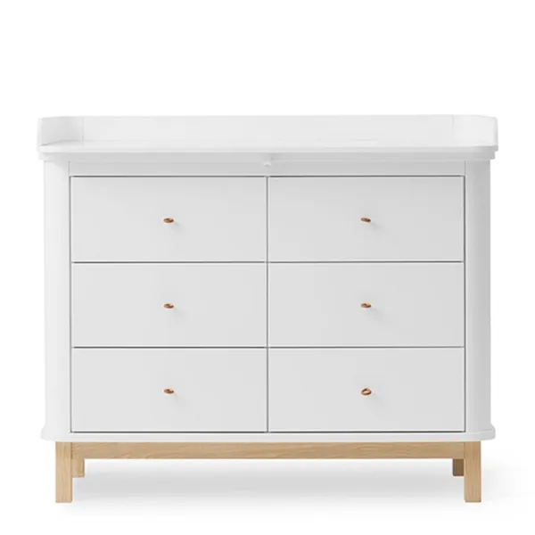 Oliver Furniture Wood Fasciatoio con 6 Cassetti Bianco/Rovere