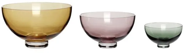 Hübsch Radiant Ciotole Beige/Rosa/Verde Set di 3