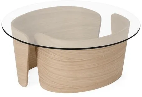 Sibast Furniture No 7 Lounge Tavolino Ø70 Basso Rovere Sbiancato/Vetro