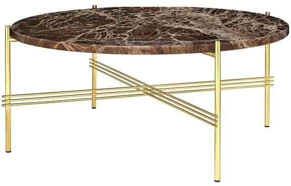 GUBI TS Tavolino Rotondo Ø80 Ottone/Marmo Emperador Marrone