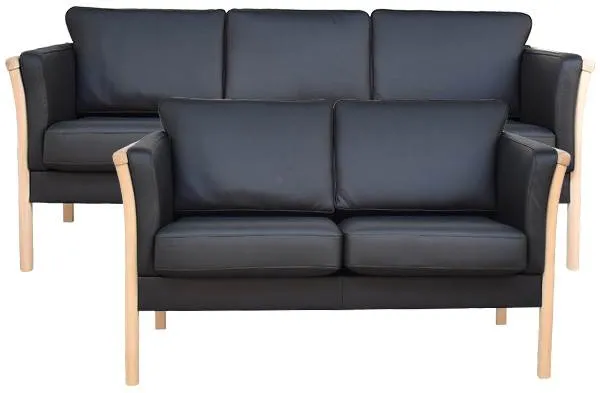 Set di divani Lene Lux 3+2 Pers. - Pelle nera - Diverse varianti
