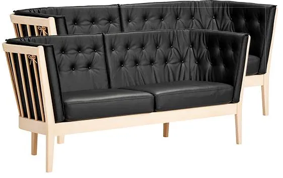 Stouby Maria Set di Divani 2+3 Pers. - Faggio - Pelle Nera
