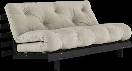 Divano letto Karup Design Roots con materasso Roots 160x200 lino/verniciato nero