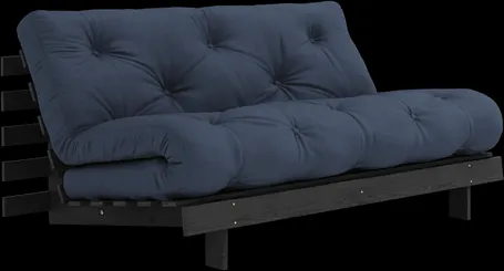 Divano letto Karup Design Roots con materasso Roots 160x200 blu marino/nero laccato