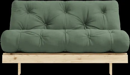 Divano letto Karup Design Roots con materasso 140x200 756 Olive Green/legno di pino