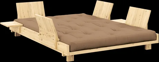 Karup Design Social divano letto con 4 schienali, tavolini laterali e materasso 140x200 Mocca/Laccato trasparente