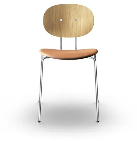 Sibast Furniture Piet Hein Sedia da pranzo Cromo Rovere e Pelle Cognac