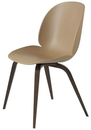 Sedia da pranzo GUBI Beetle Base in legno Rovere affumicato opaco/Pebble Marrone