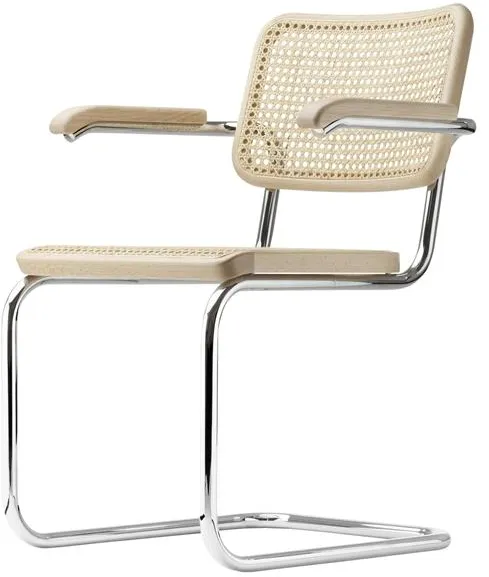 Thonet S 64 V Cantilever Sedia da pranzo con braccioli Cromo/Faggio