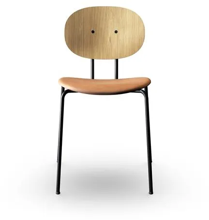 Sibast Furniture Piet Hein Sedia da Pranzo Nera in Rovere e Pelle Cognac