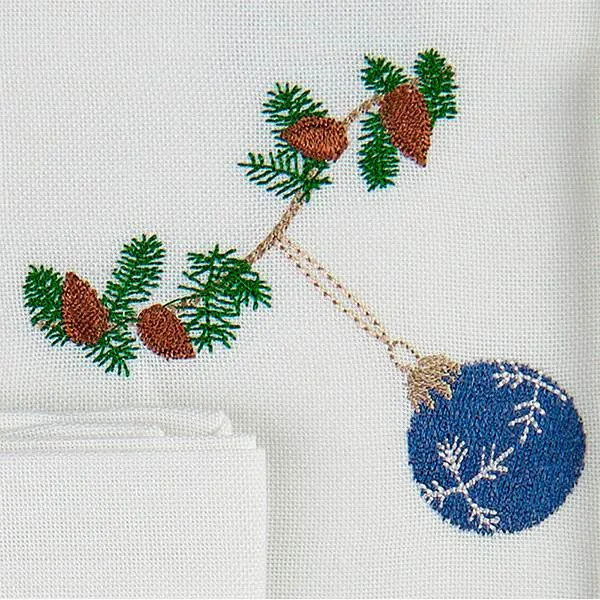 Langkilde & Søn - Tovagliolo natalizio con pallina di Natale blu