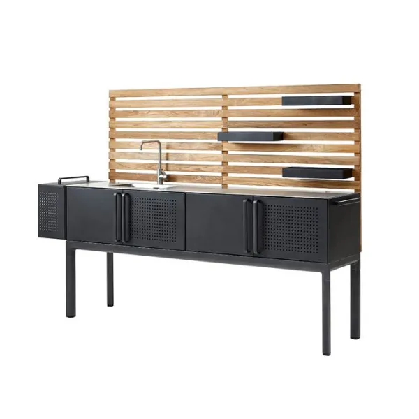 Cane-Line Drop cucina da esterno incl. tre ripiani + piano in teak