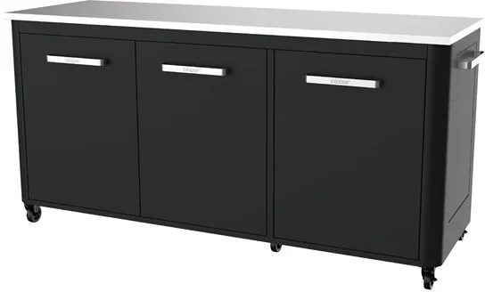 cozze ®banco da esterno con 3 ante e 6 ruote acciaio inox/nero/grigio