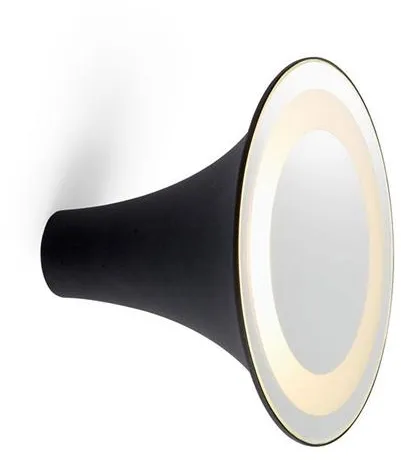 Trizo 21 Sirens Lampada da parete Nera + Vetro satinato bianco + Specchio Piccolo